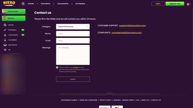 Thumbnail bizzo-casino support