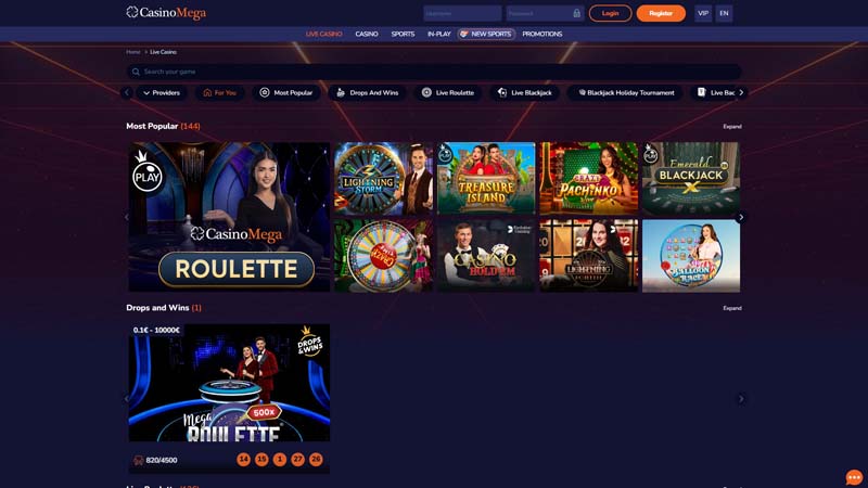Thumbnail casinomega live
