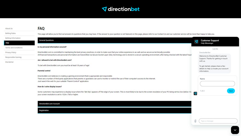 Thumbnail directionbet support