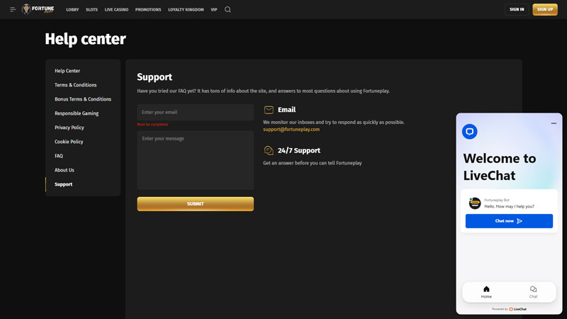 Thumbnail fortuneplay support