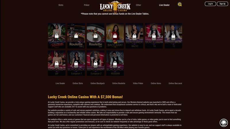 Thumbnail lucky-creek-casino live