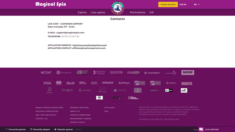 Thumbnail magical-spin support