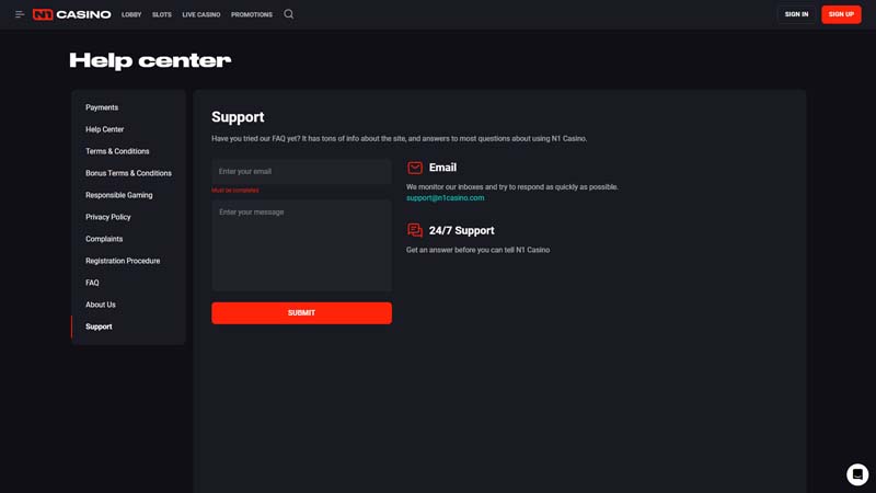 Thumbnail n1-casino support