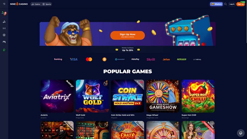 Thumbnail ninecasino lobby