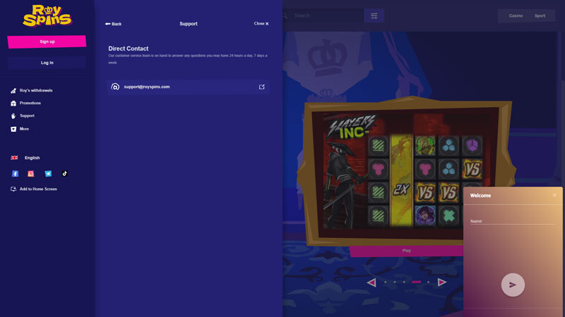 Thumbnail royspins support