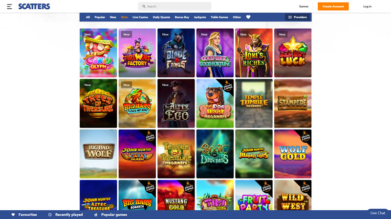 Thumbnail scatters slots