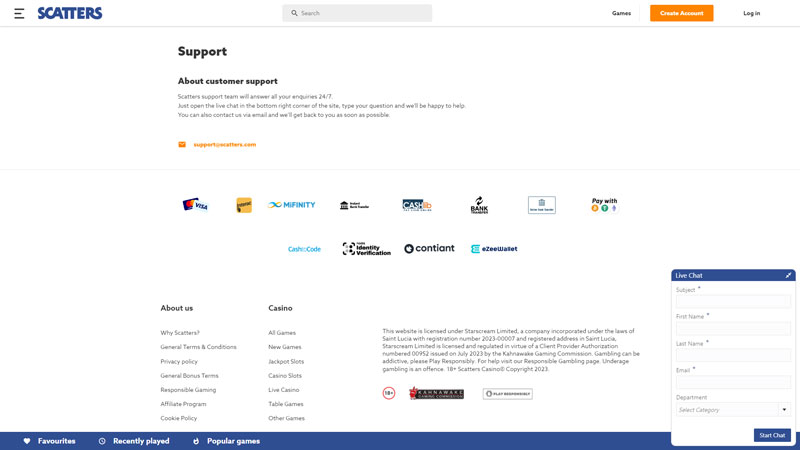 Thumbnail scatters support