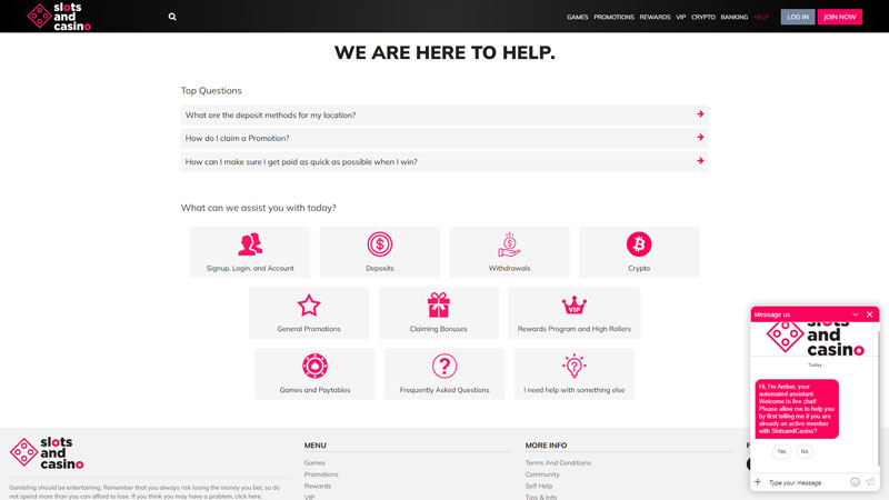 Thumbnail slotsandcasino support