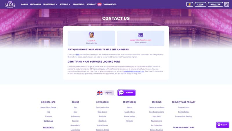 Thumbnail slotspalace support