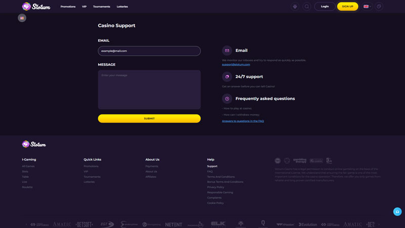 Thumbnail slotum support