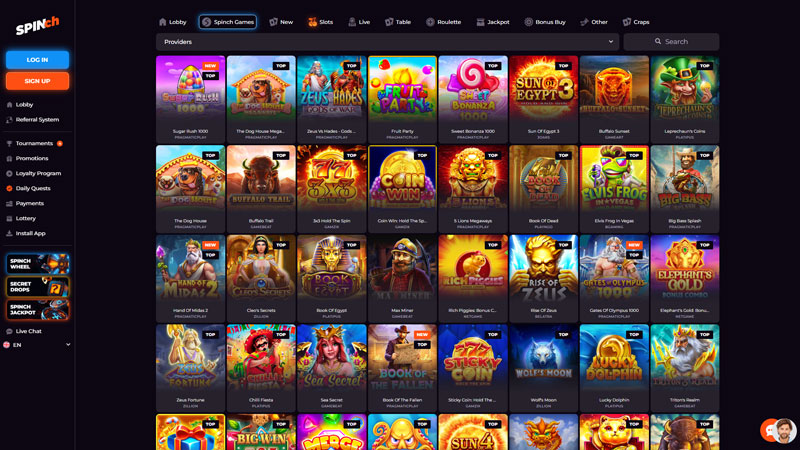 Thumbnail spinch slots