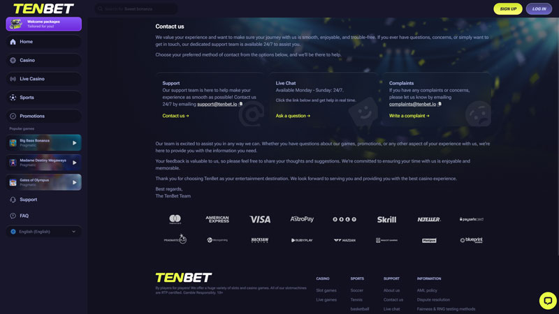 Thumbnail tenbet support