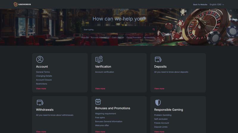 Thumbnail touchcasino support