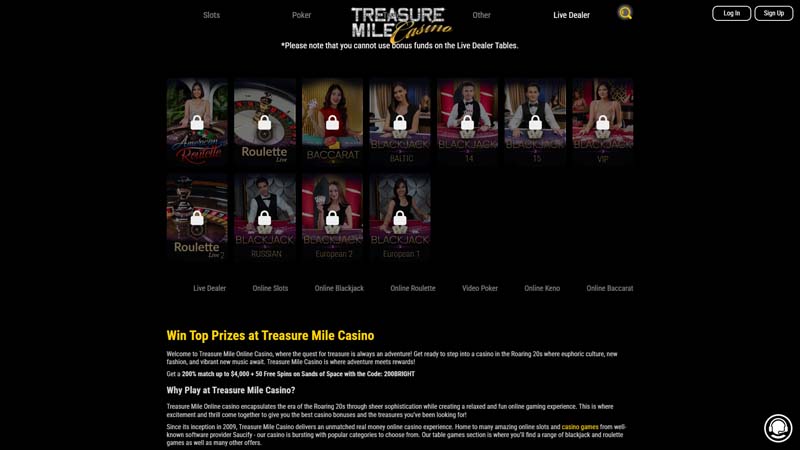 Thumbnail treasure-mile-casino live