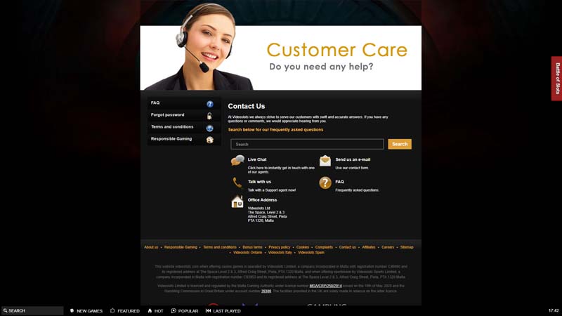 Thumbnail videoslots-casino support