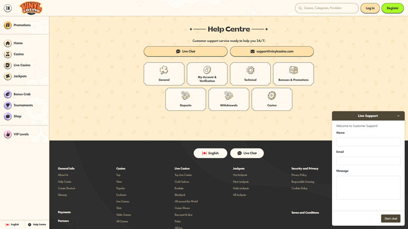 Thumbnail vinylcasino support