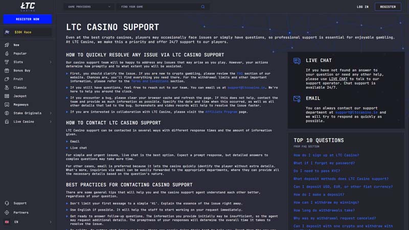 Thumbnail ltc-casino support