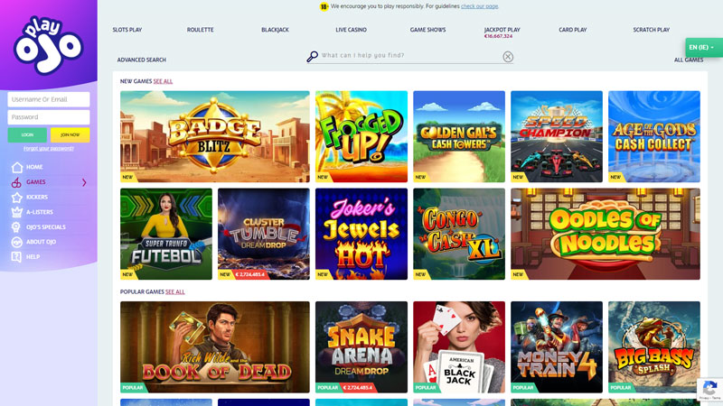Thumbnail play-ojo-casino live