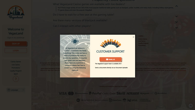 Thumbnail vegasland support