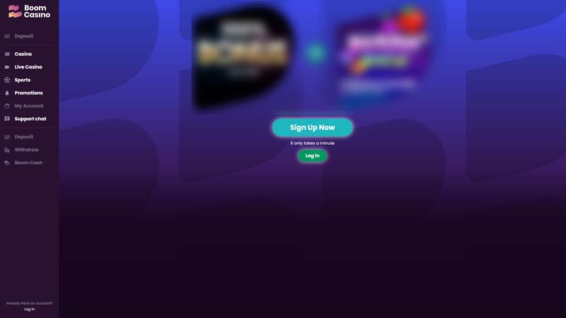 boom-casino lobby screenshot