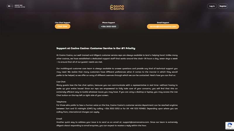Thumbnail casinocasino support