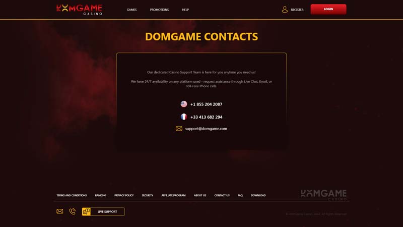 Thumbnail domgame-casino support