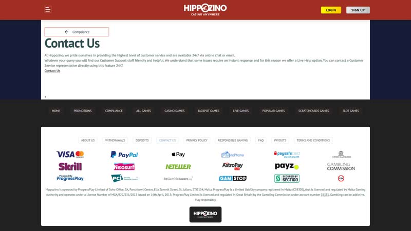 Thumbnail hippozino-casino support