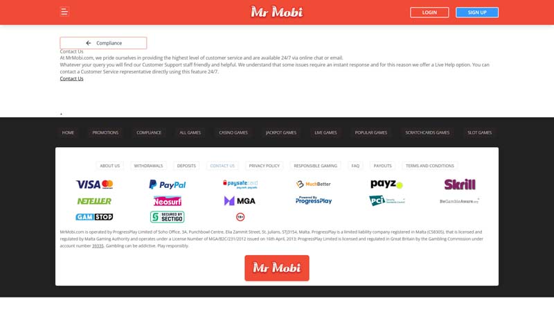 Thumbnail mr-mobi-casino support