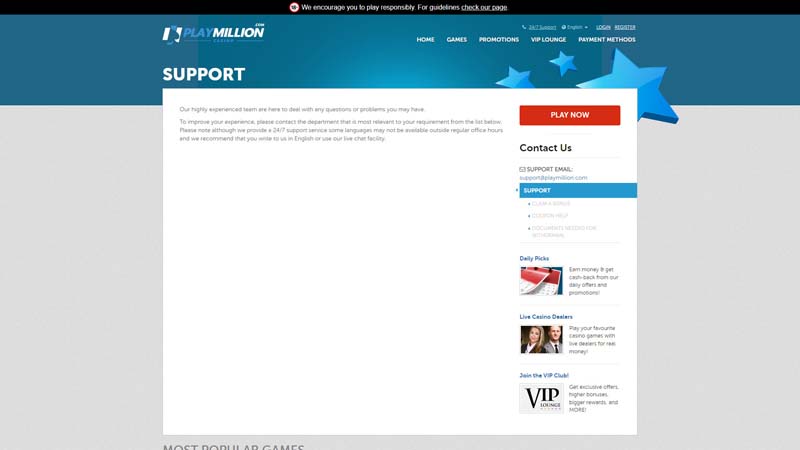 Thumbnail play-million-casino support