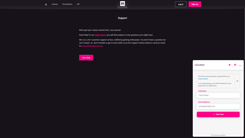 Thumbnail playgrand-casino support