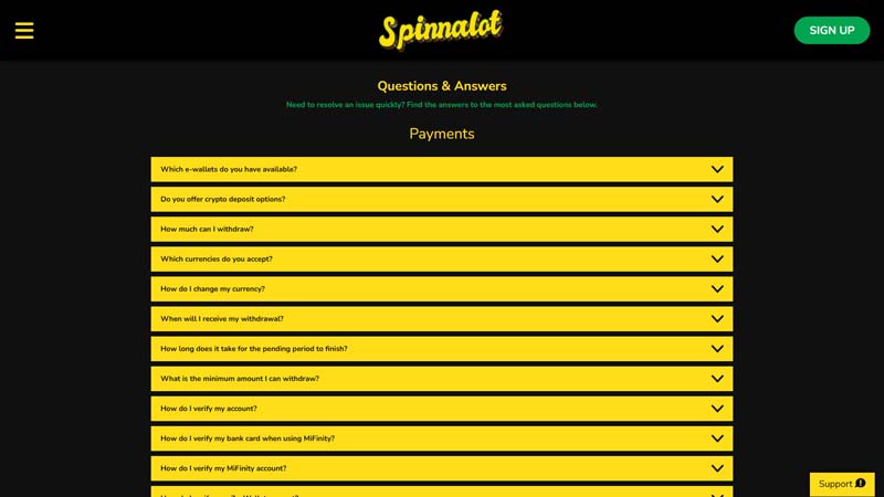 Thumbnail spinnalot support