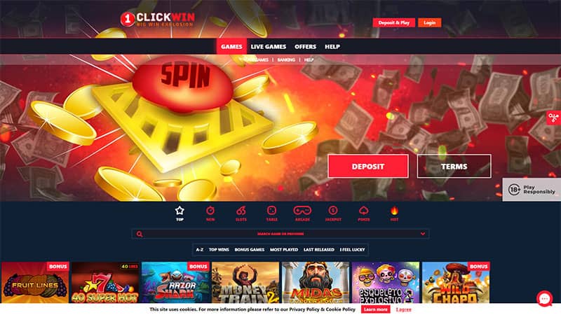 1ClickWin casino review & lobby