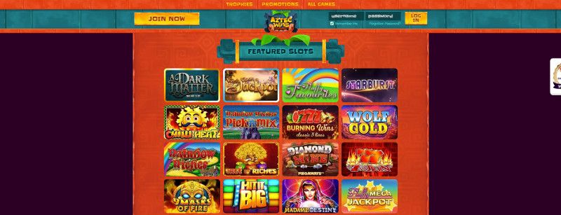 Aztec Wins casino review & lobby