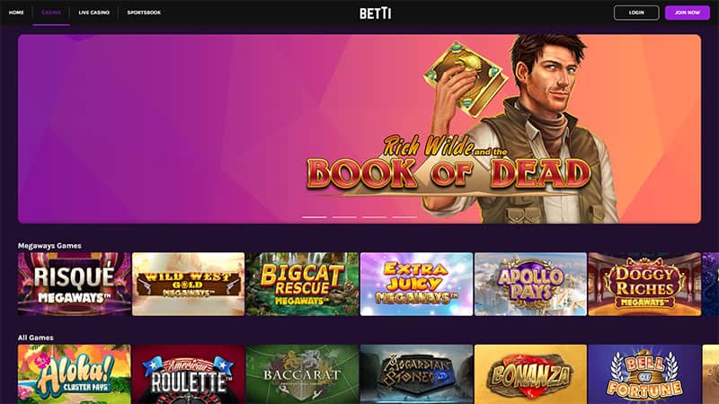 Betti casino review & lobby