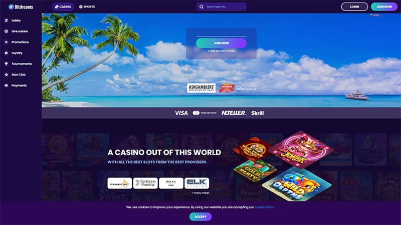 Bitdreams casino review & lobby