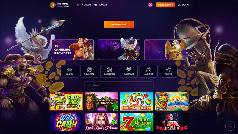 Bitfiring casino review & lobby