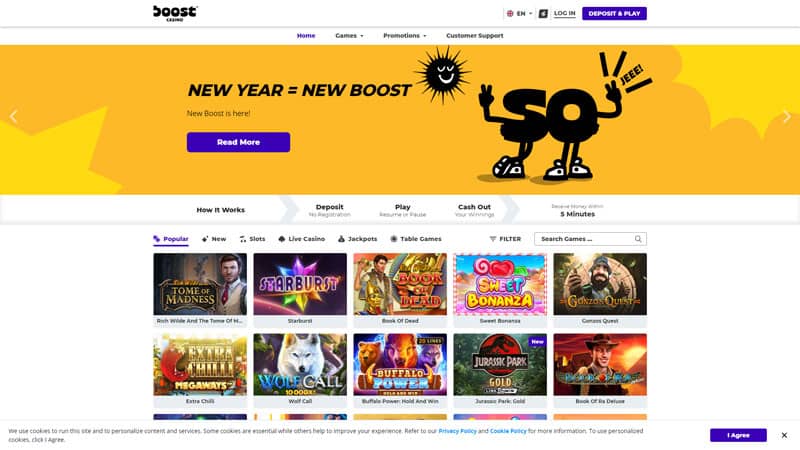 Boost Casino review & lobby