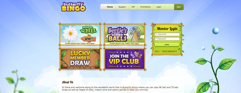 Butterfly Bingo Casino review & lobby