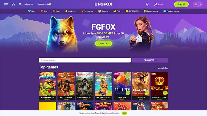 FGFOX casino review & lobby