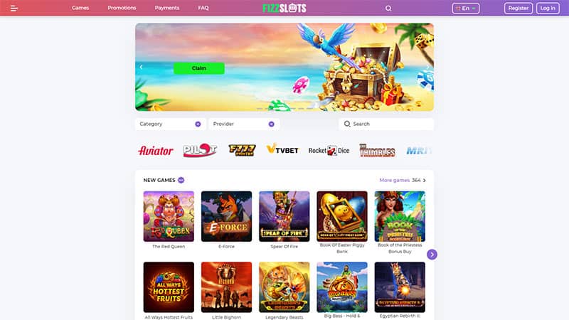 FizzSlots casino review & lobby
