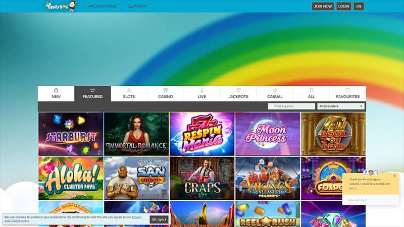 Fruity King Casino review & lobby