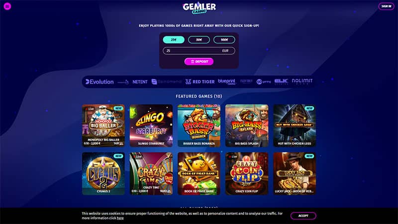 Gemler casino review & lobby