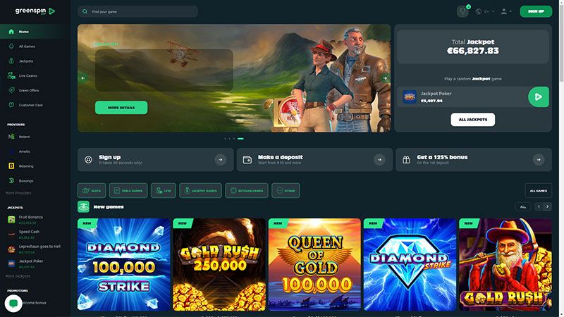 Greenspin casino review & lobby