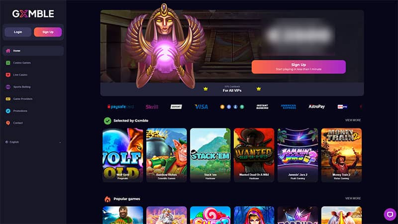 Gxmble casino review & lobby