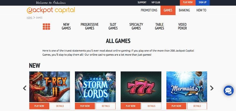 Jackpot Capital Casino review & lobby