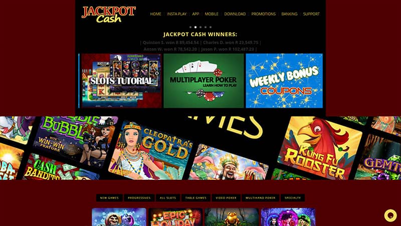 JackpotCash casino review & lobby