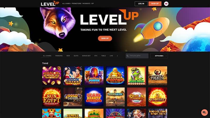 LevelUp casino review & lobby