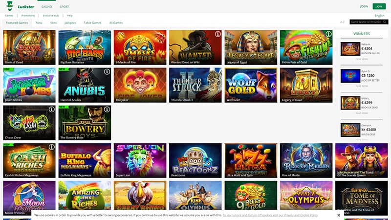 Luckster casino review & lobby