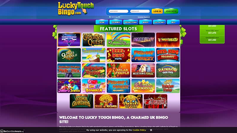 Lucky Touch Bingo casino review & lobby