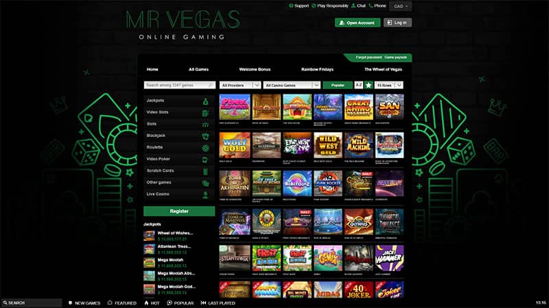 Mr Vegas casino review & lobby